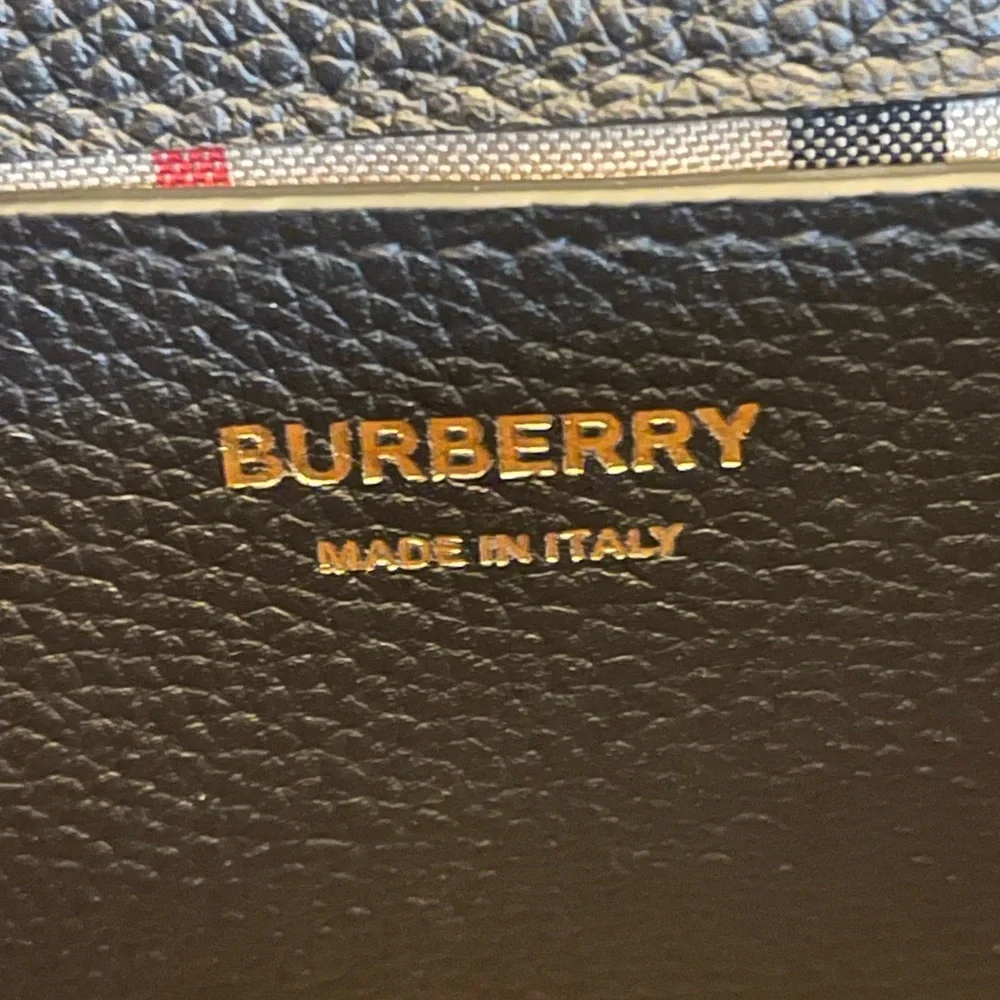 Burberry Archive Black Calf Leather & Check Note Adjustable Crossbody - Picture 10 of 16